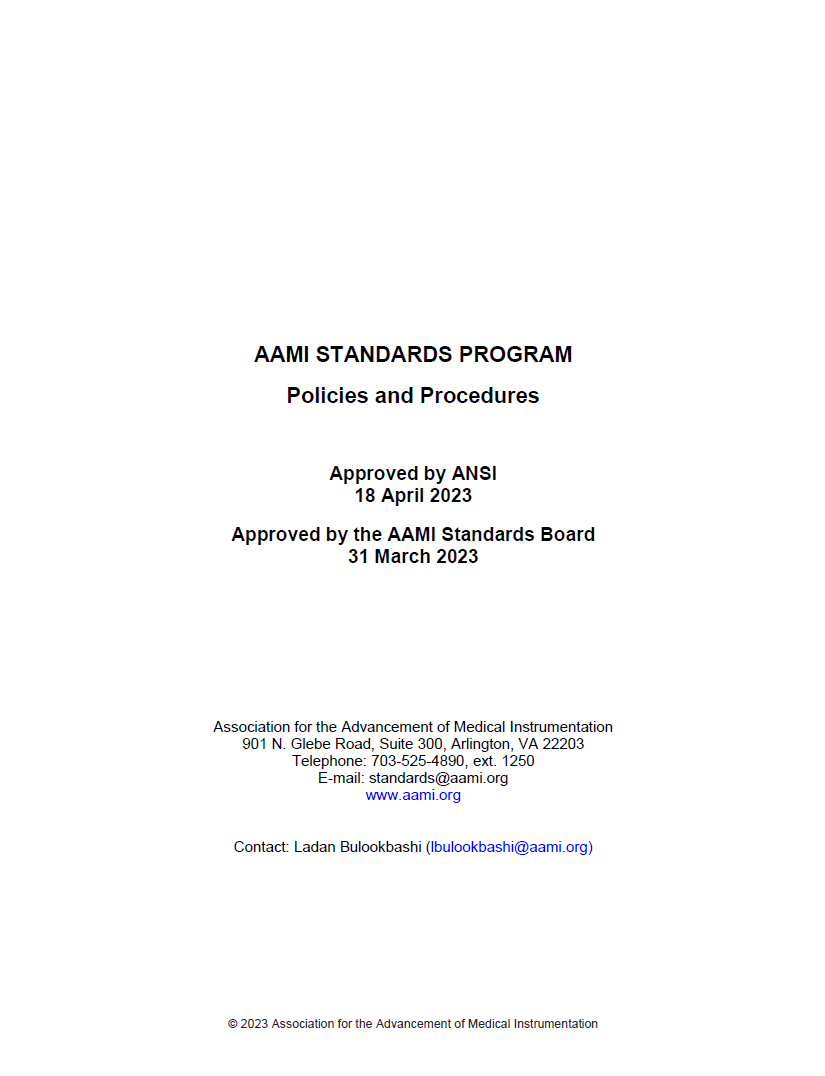 Standards Policies And Procedures Intro | AAMI